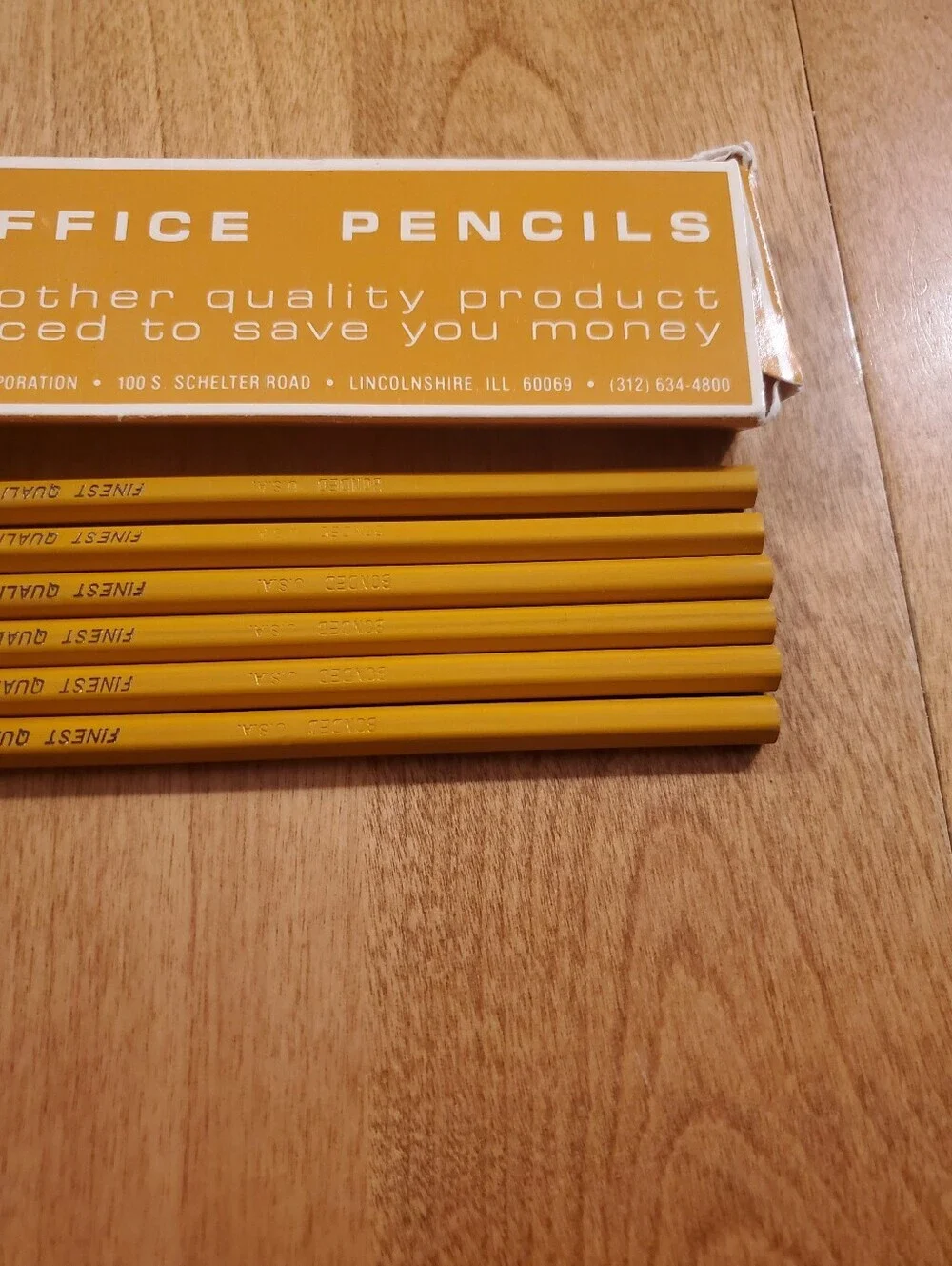 Quill T-812-2 1/2 Yellow Wood Pencil Lot 6 Pencils With Original Box
